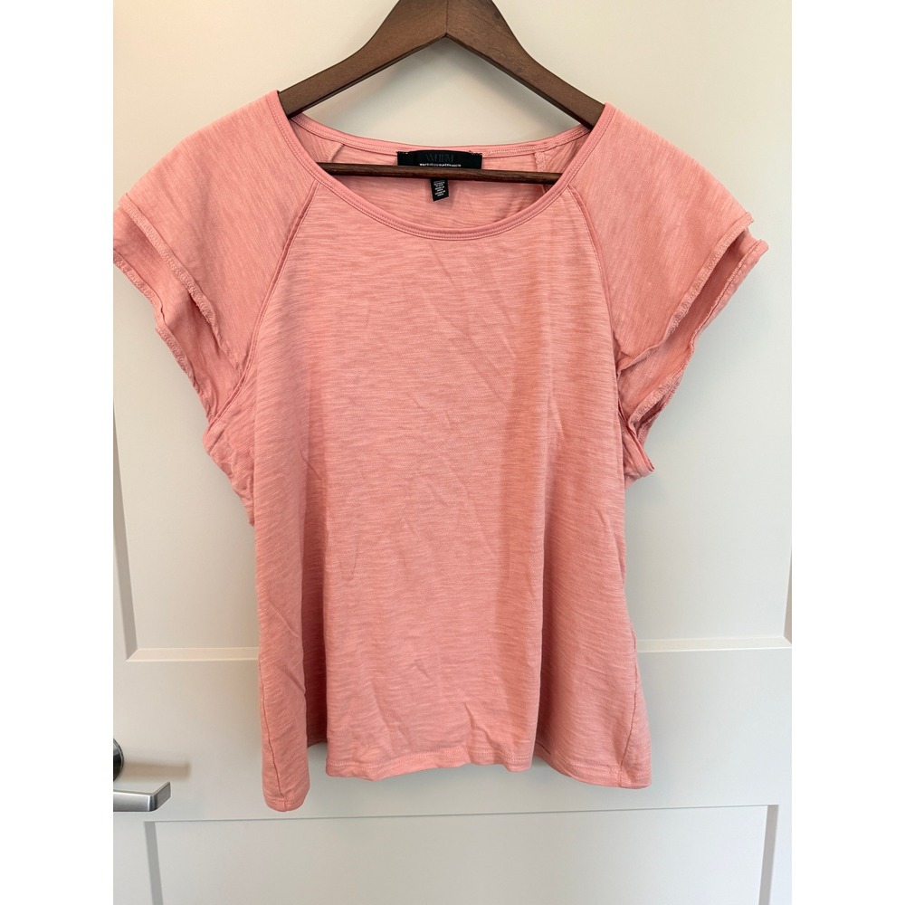 WHBM Dusty Rose Double Flutter Raglan Sleeve Shirt Size XL
